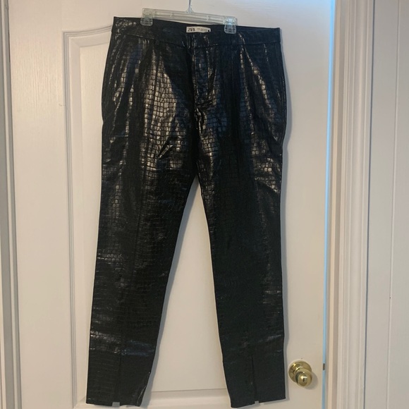 Zara Black Faux Leather Pants NWT - Picture 1 of 13